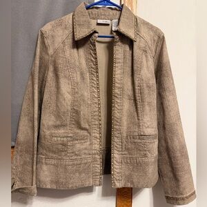 Chico's Platinum Beige Textured Open-Front Jacket